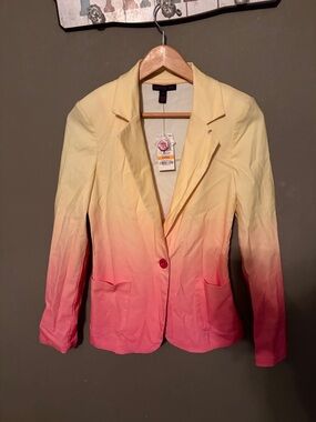 Material Girl Yellow to Pink Ombre Blazer Jacket